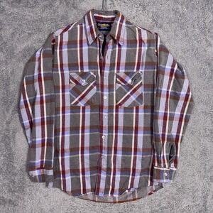 Oshkosh Bgosh Flannel Shirt Mens M/L Heavy Cotton Utility 90s Union Made USA